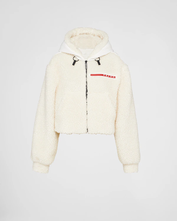 Jaqueta cropped de fleece duplo