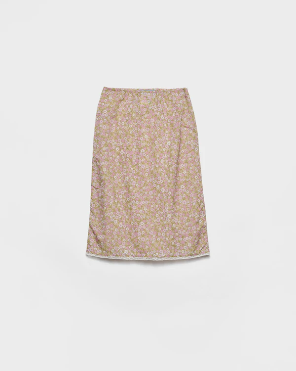 Saia midi em re-nylon com estampa floral