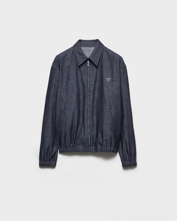 Jaqueta blouson de denim chambray com zíper