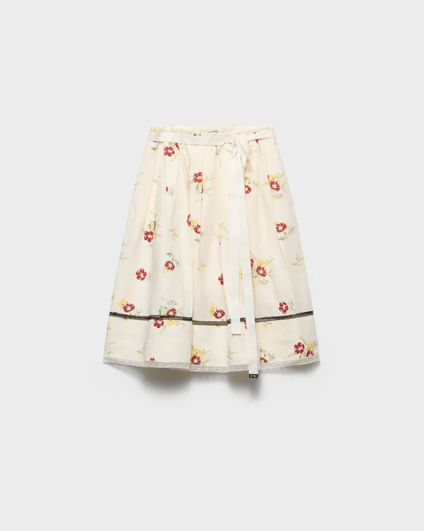Saia de linho com estampa floral