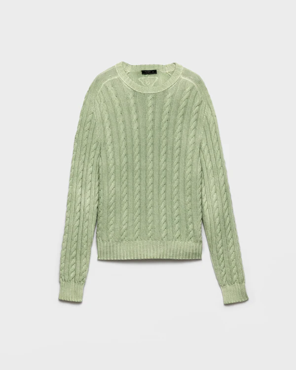Suéter de malha de lã e cashmere com gola redonda