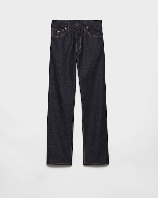 Calças jeans de denim cru regulares