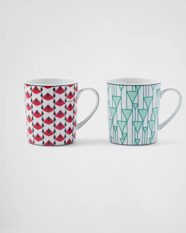 Conjunto de duas canecas de porcelana - Vermelho Viena e Verde Viena
