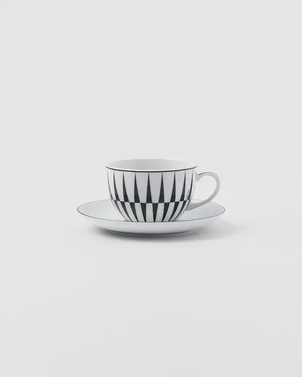 Conjunto de duas xícaras de porcelana para cappuccino - Listras