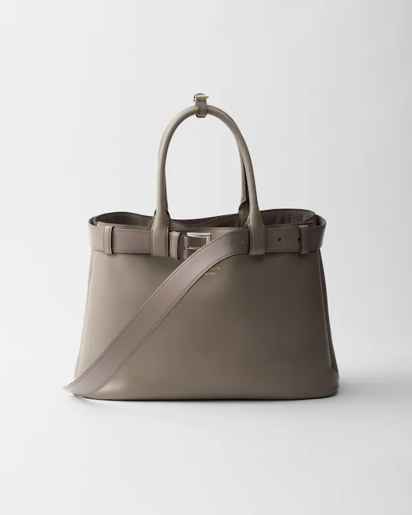 Bolsa de mão de couro grande Prada com cinto