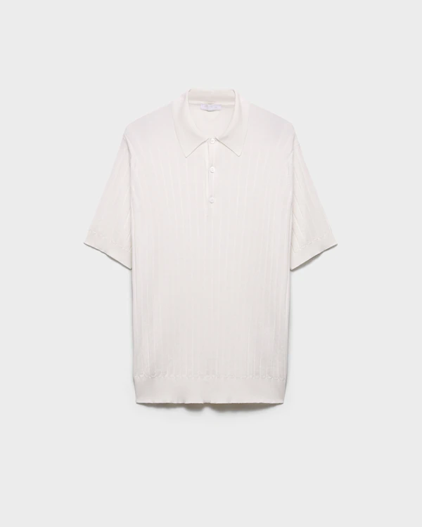 Camisola polo de cashmere e seda