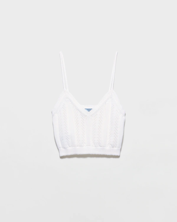 Top cropped de algodão com malha aberta