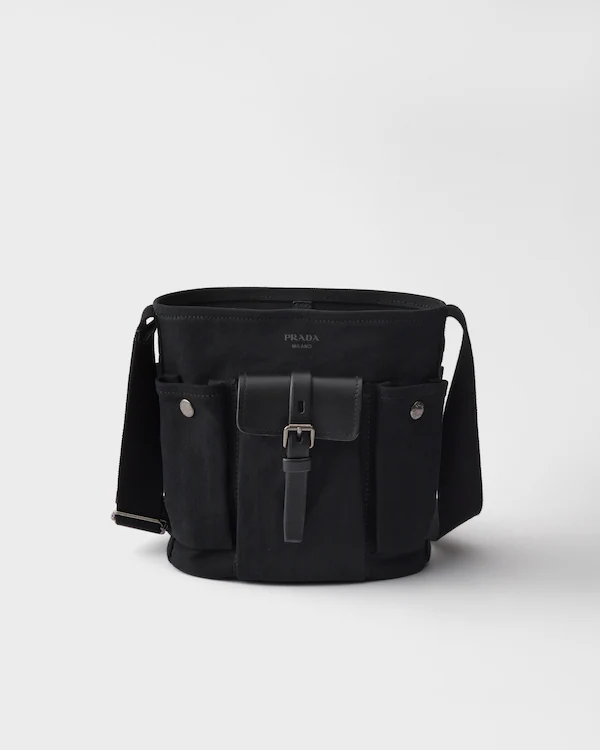 Bolsa de ombro mini Prada Route em canvas e couro