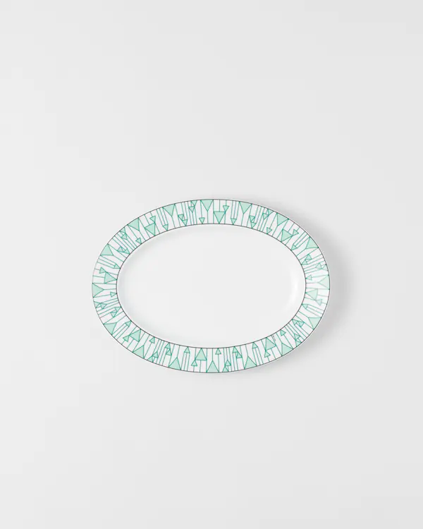 Prato de servir de porcelana médio - Verde Viena