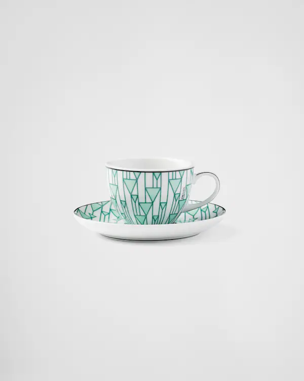 Conjunto de quatro xícaras de café espresso de porcelana - Verde Viena