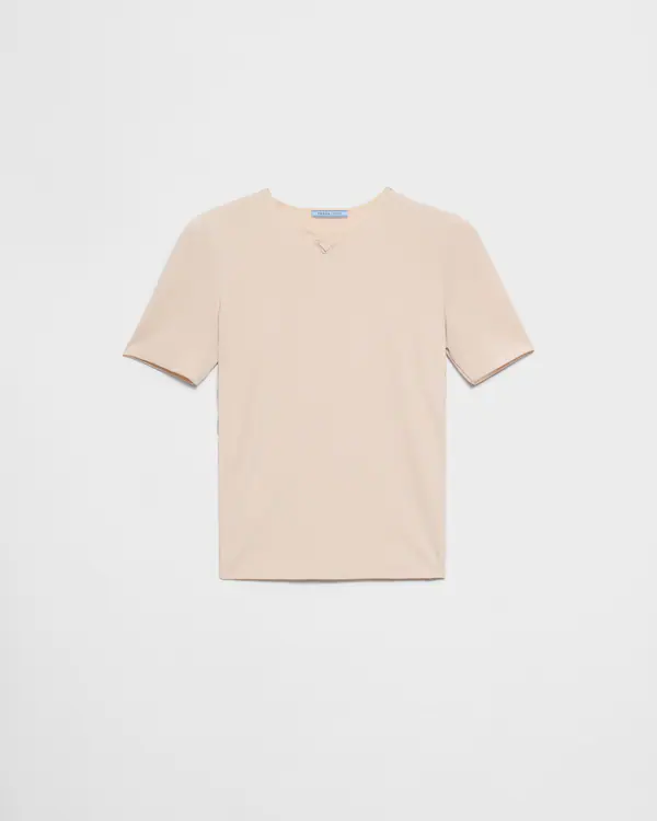 Camiseta de malha elástica com mangas curtas