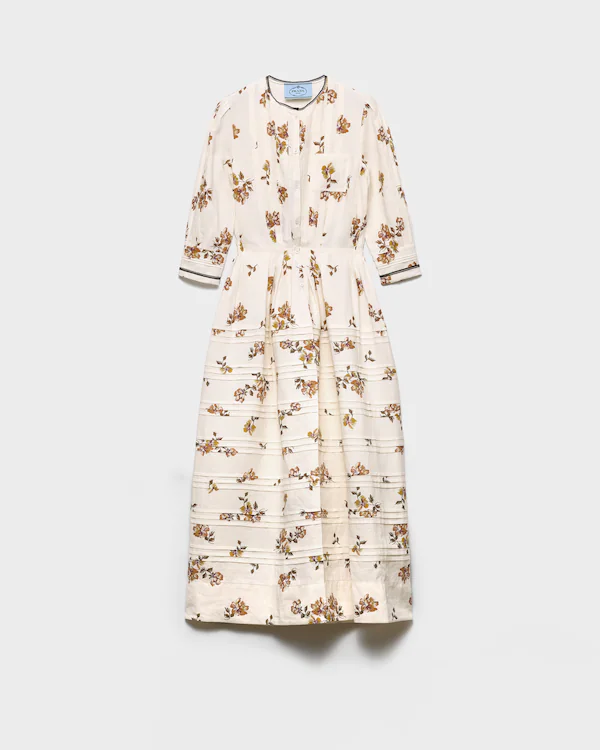 Vestido longo de linho estampado