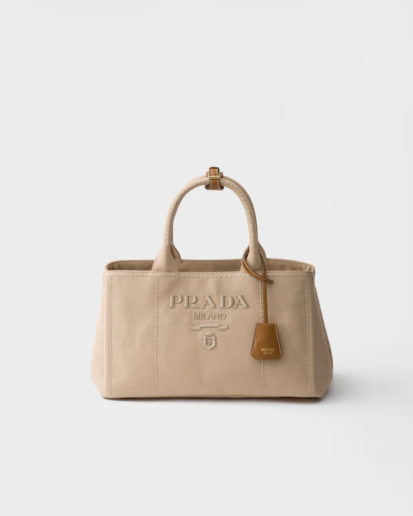 Bolsa de mão grande em lona de algodão Prada Jardinière