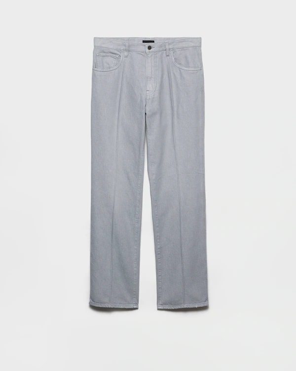 Calças de jeans de denim lavado com cinco bolsos