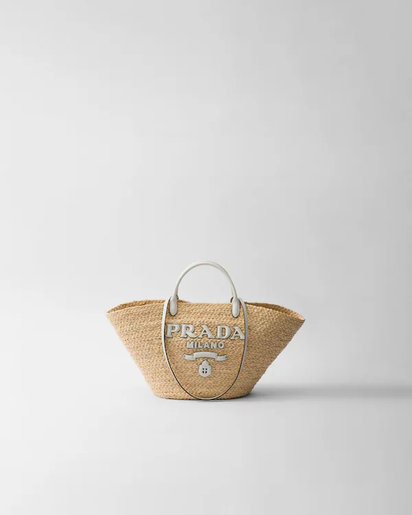 Bolsa de compras grande de rafia e couro