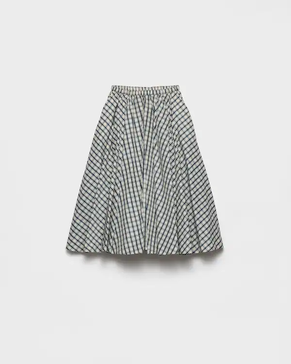 Saia completa em chambray com estampa xadrez