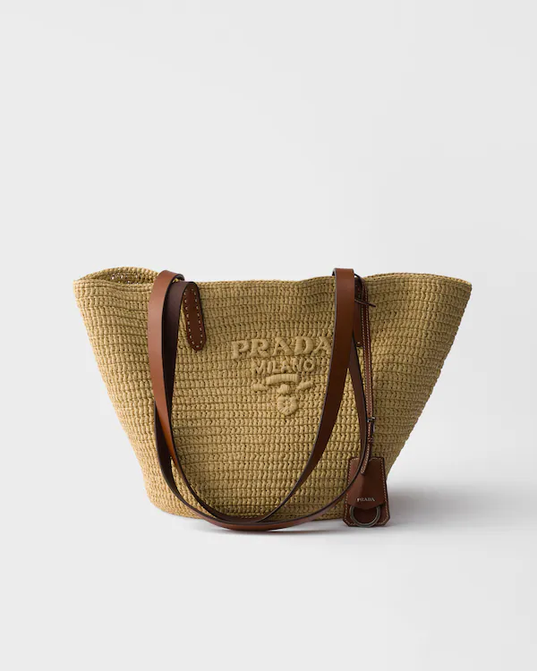 Bolsa tote de croché e couro média