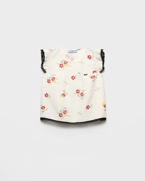 Blusa de linho com motivo floral