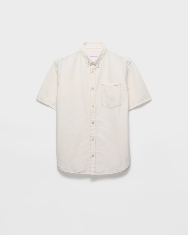 Camisa de manga curta em chambray